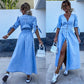 🌷Frühling Vorverkauf 49% Rabatt🍃👗Jeanskleid mit V-Ausschnitt und Knopfleiste für Damen