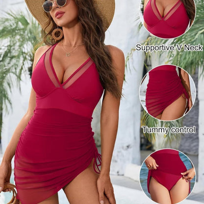 🌷Sommer Heißer Verkauf-50% Rabatt🍧Schlankmachender transparenter Sarong-Wickel-Badeanzug aus Netzstoff