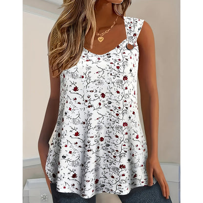 👚 JETZT 50 % RABATT! 🌸Sommer-Tanktop für Damen mit Blumenmuster